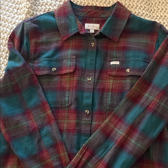 Brixton Tops - Brixton Plaid Button Down Shirt - Red and Green